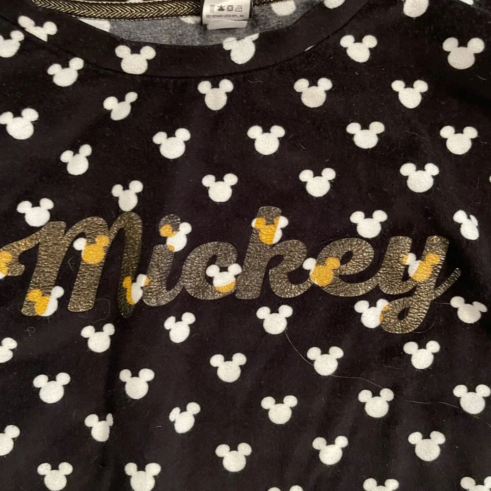Disney Mickey Mouse SLEEP SHIRT TOP Womens Black‎ Long Sleeve XL